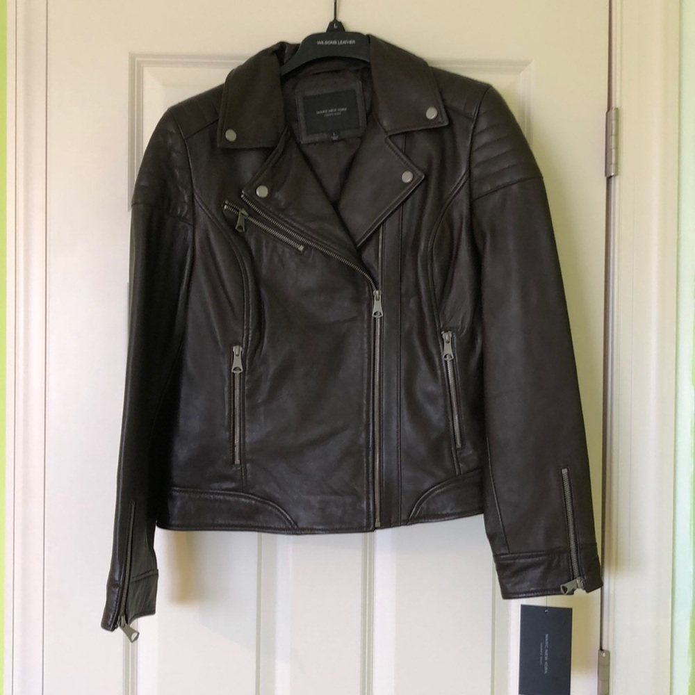 Brown leather motto jacket